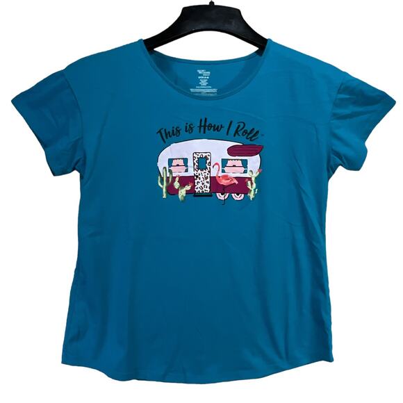 Secret Treasures 2PC Camping Pajama Lounge Set Turquoise Gray Size S/CH (4-6) - Picture 2 of 11